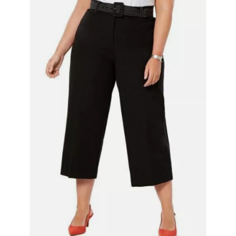 Alfani Women's Deep Black Wide Leg Tummy Control Culotte Pants Size 12 NWT